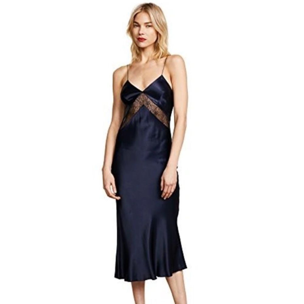 Bec + Bridge Lace Insert Cami Midi Dress - Navy size 4 New without tags